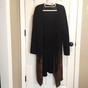 Long open front duster - black with bronze ombre.